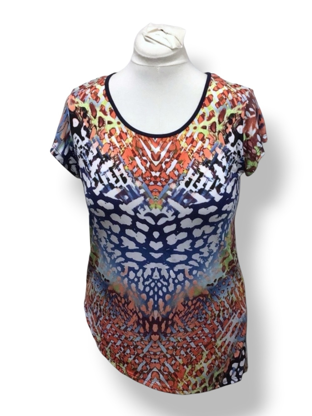 TanJay Women’s Short Sleeve Open Crossover Wrap Back Asymmetric Top, size L